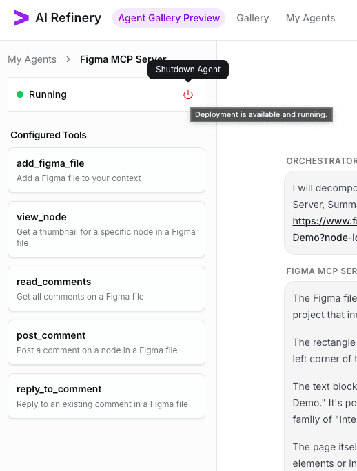 Shutdown agent confirmation banner