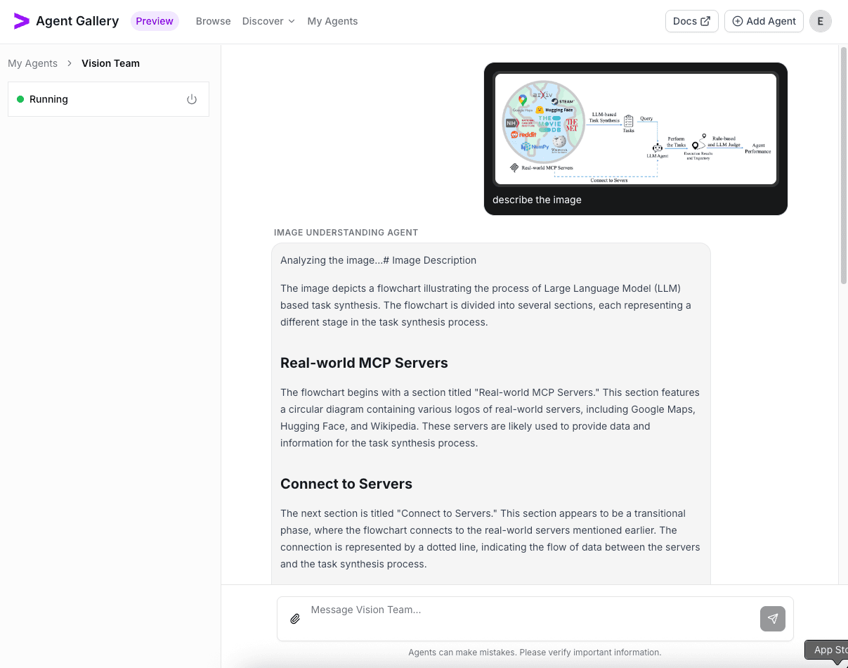 Vision Team responses detailing the image understanding results
