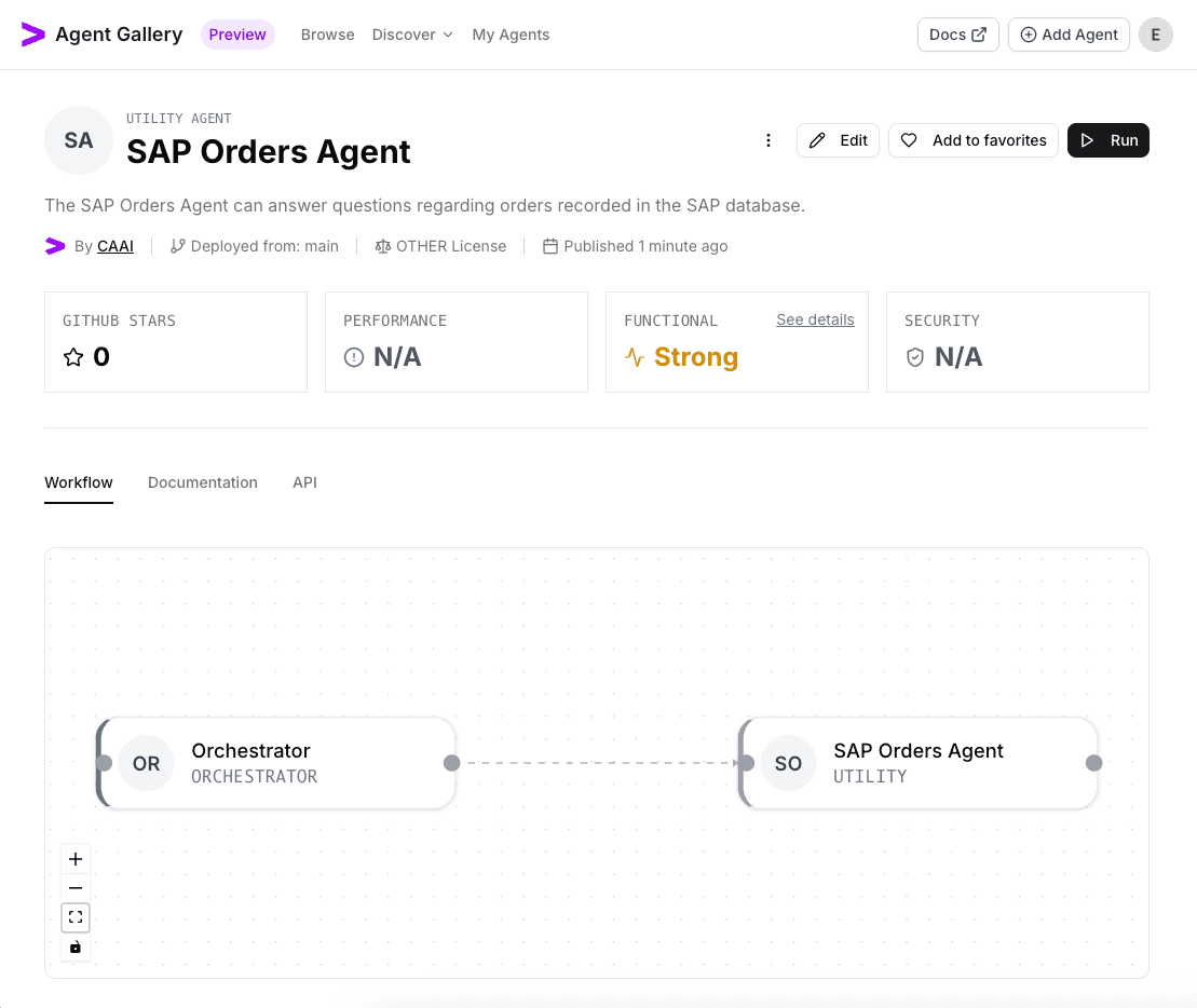 SAP agent overview after creation
