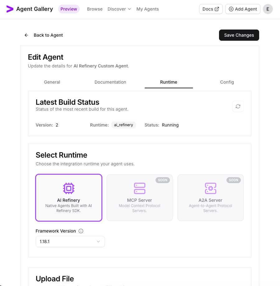 Runtime build showing in-progress status